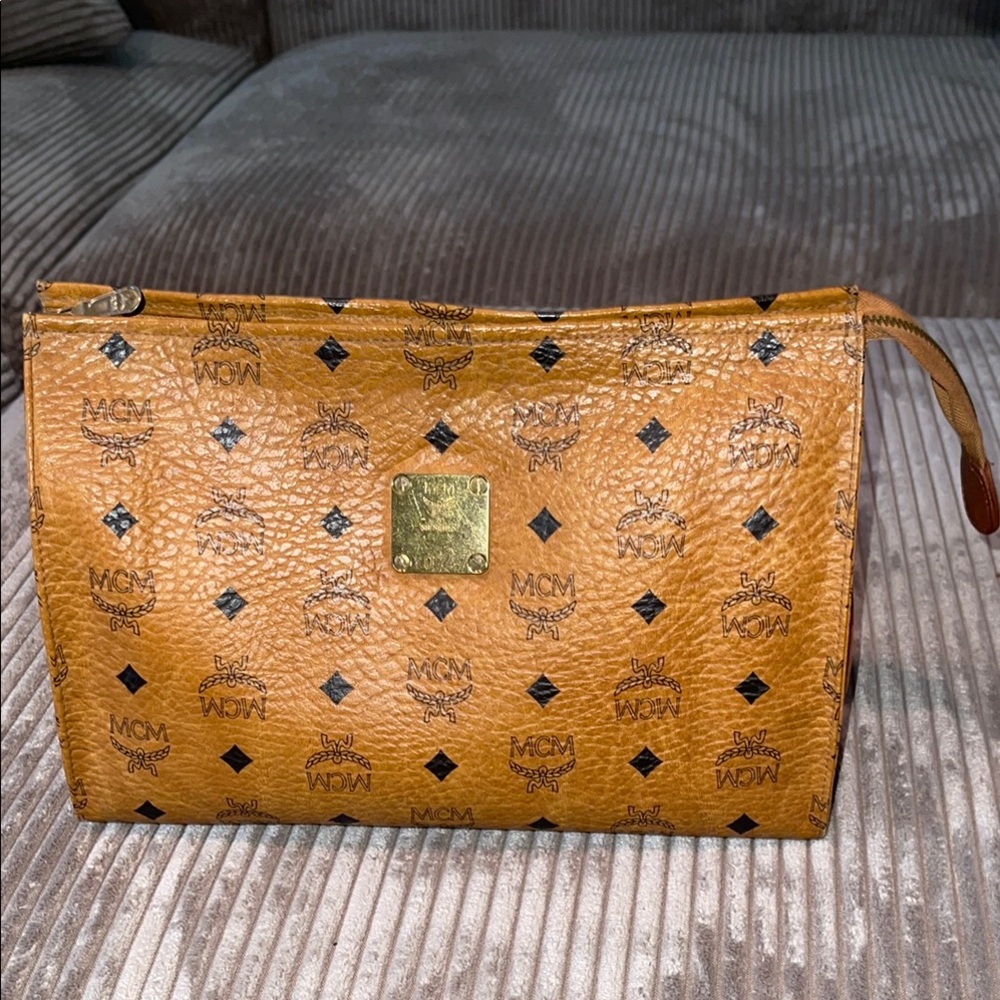 MCM Large Tan Visetos Clutch